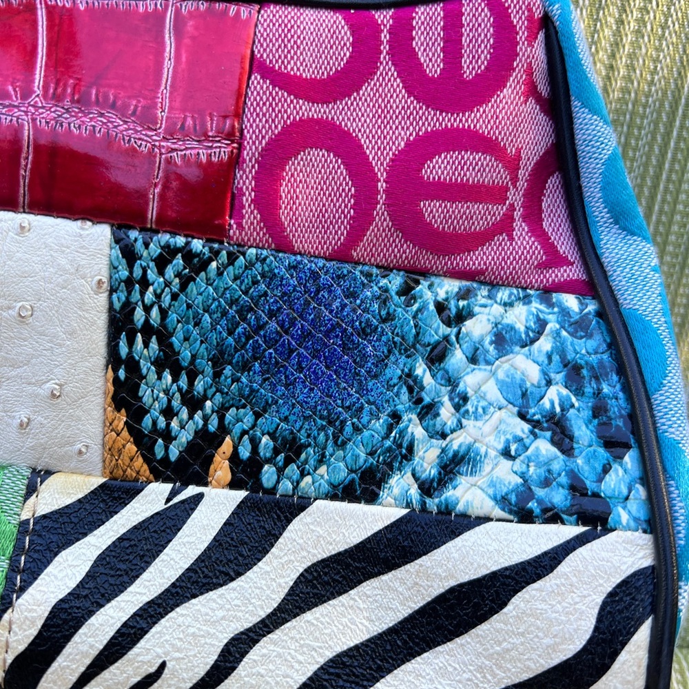 Multicolor Patchwork Shoulder Bag with Silver Har… - image 10